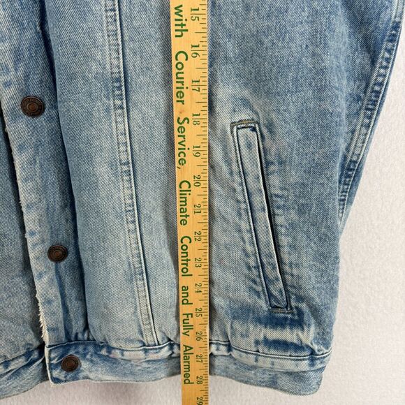 GAP DENIM Jacket Mens XL Trucker Sherpa Fleece Snap Front Cotton Light Wash Blue - Picture 13 of 14
